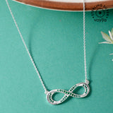 925 Sterling Silver CZ Green Gem Studded Infinity Necklace