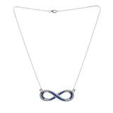 925 Sterling Silver CZ Blue Gem Studded Infinity Necklace