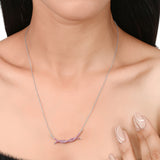 Stylish 925 Sterling Silver necklace with Pink Stones
