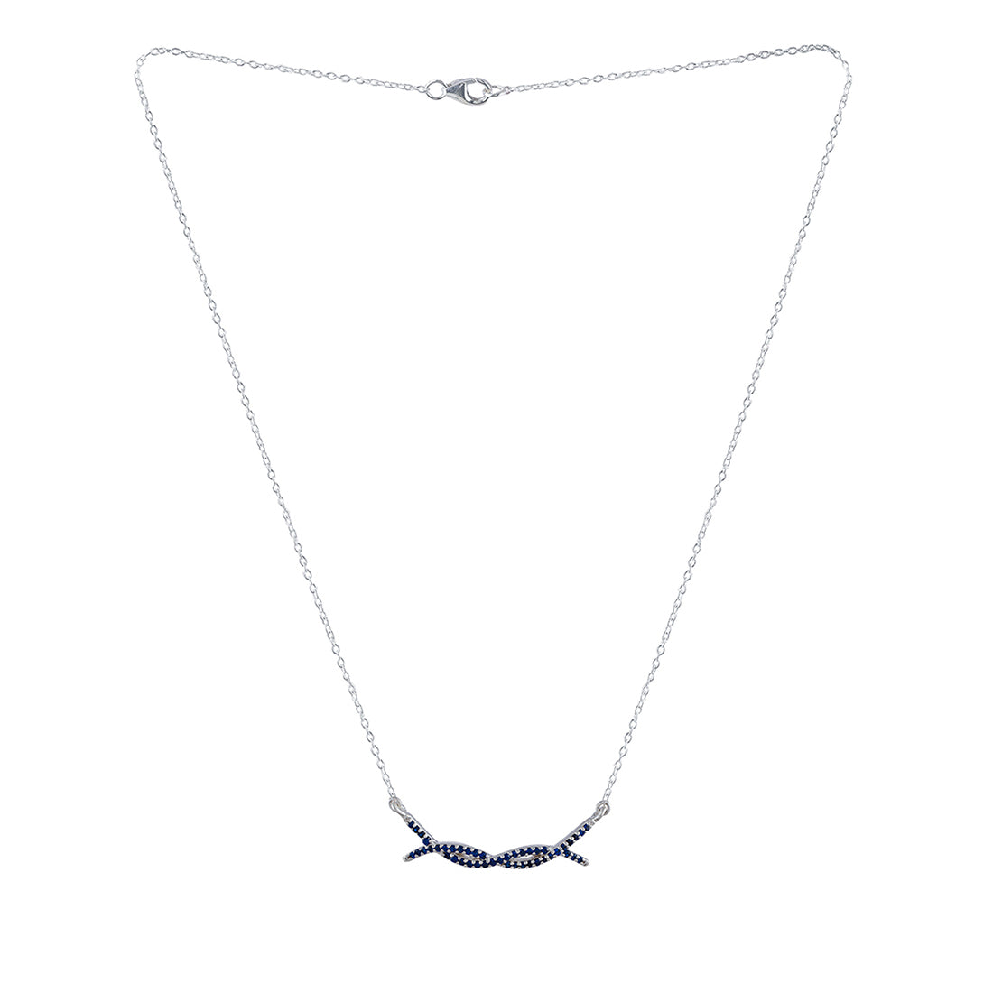 Stylish 925 Sterling Silver Necklace with Blues Stones