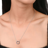 Stunning Round 925 Sterling Silver Necklace with Blue CZ gems