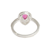 Sushine Tear Shaped Ruby Stone CZ Studded 925 Sterling Silver Adjustable Ring