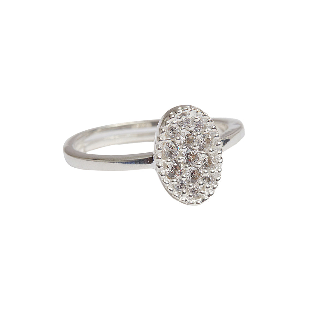 CZ Stone Beaded 925 Sterling Silver Adjustable Ring