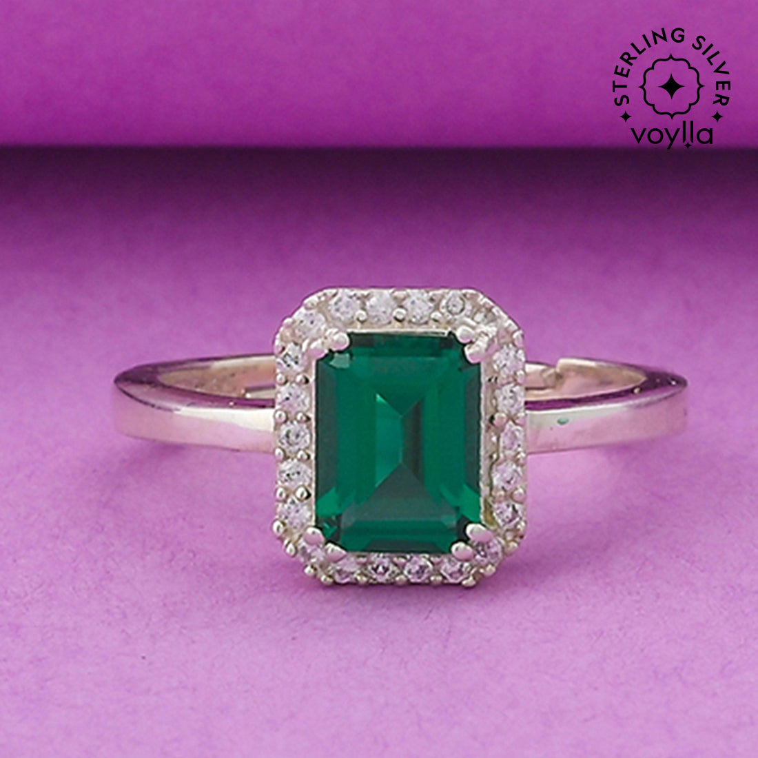 7-Stone Green & White Diamond Anniversary Wedding Ring