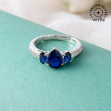 925 Sterling Silver Ring Blue Stones Studded