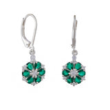 Splendid 925 Sterling Silver Earrings with CZ sparkles and Green Stone