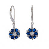 Splendid 925 Sterling Silver Earrings with CZ sparkles and Blue Stone