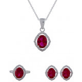 925 Sterling Silver Sparkling Box Set With Shimmering Red CZ gems