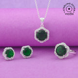 925 Sterling Silver Jewelry Box Set With CZ Studded Pendant Set & Ring For Women