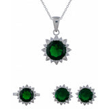 925 Sterling Silver Box Set With Floral Green CZ gems For Women