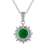 925 Sterling Silver Box Set With Floral Green CZ gems For Women