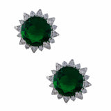 925 Sterling Silver Box Set With Floral Green CZ gems For Women