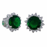 925 Sterling Silver Box Set With Floral Green CZ gems For Women