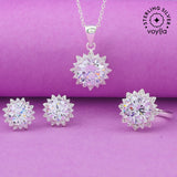 925 Sterling Silver Box Set With Floral CZ Gems For Women