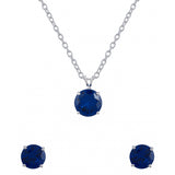 925 Sterling Silver Necklace Set Studded With Royal Blue Stones