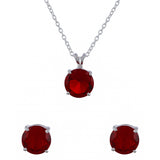 925 Sterling Silver Necklace Set Studded With Red Stones
