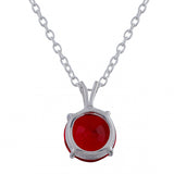 925 Sterling Silver Necklace Set Studded With Red Stones