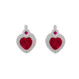 925 Sterling Silver Red CZ Hearts Pendant Set