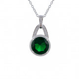 Green Stone Studded 925 Sterling Silver Pendant Set