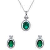 925 Sterling Silver Pendant Set With Green Stones