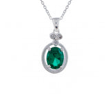 925 Sterling Silver Pendant Set With Green Stones