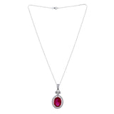 Red Stone Studded Sterling Silver Pendant