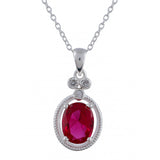 Red Stone Studded Sterling Silver Pendant
