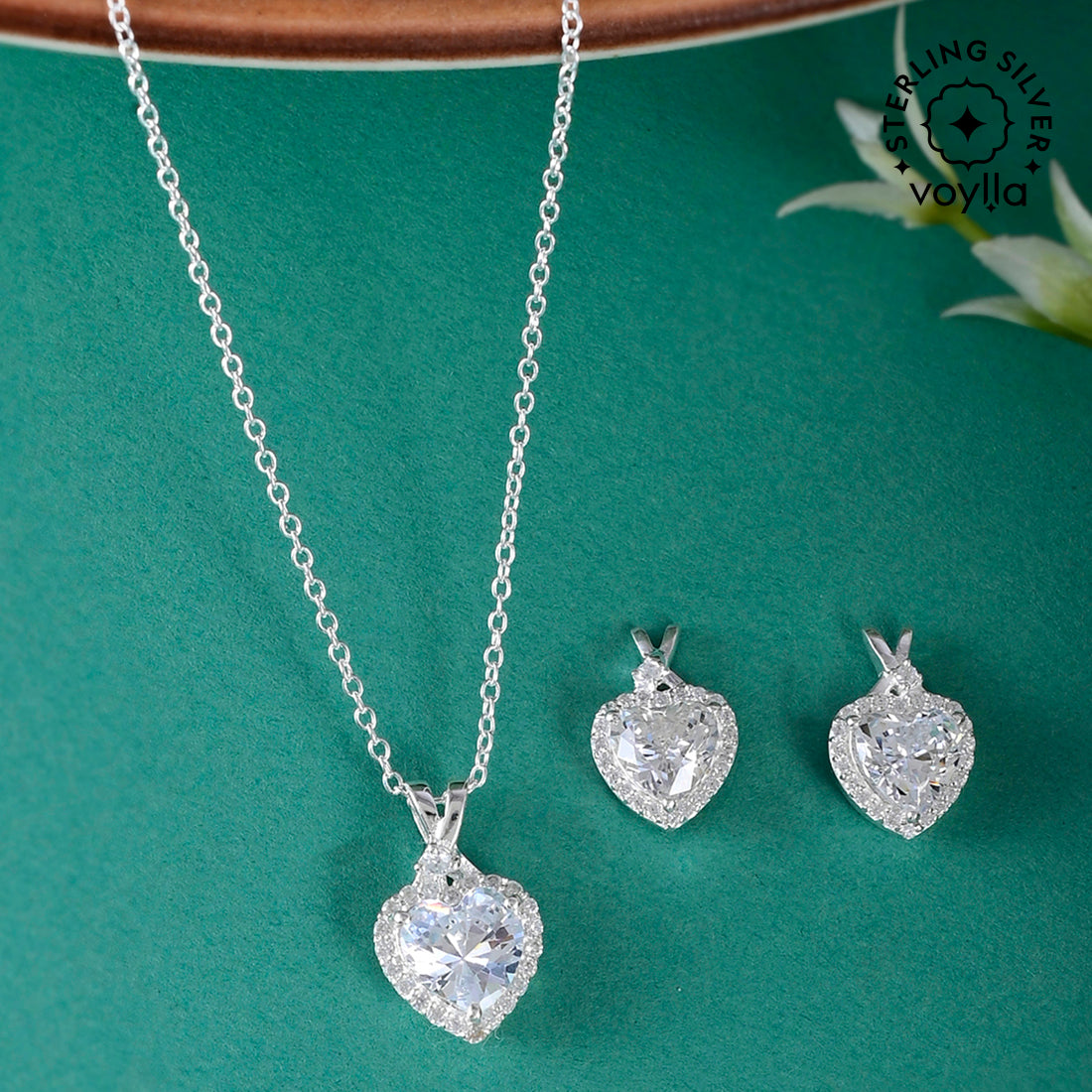 Chandi Heart Locket Classic Heart Shaped 925 Silver Pendant Set