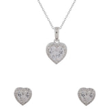 Adorable 925 Sterling Silver Heart-Shape Pendant Set With Diamond Sparkling