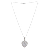 Adorable 925 Sterling Silver Heart-Shape Pendant Set With Diamond Sparkling
