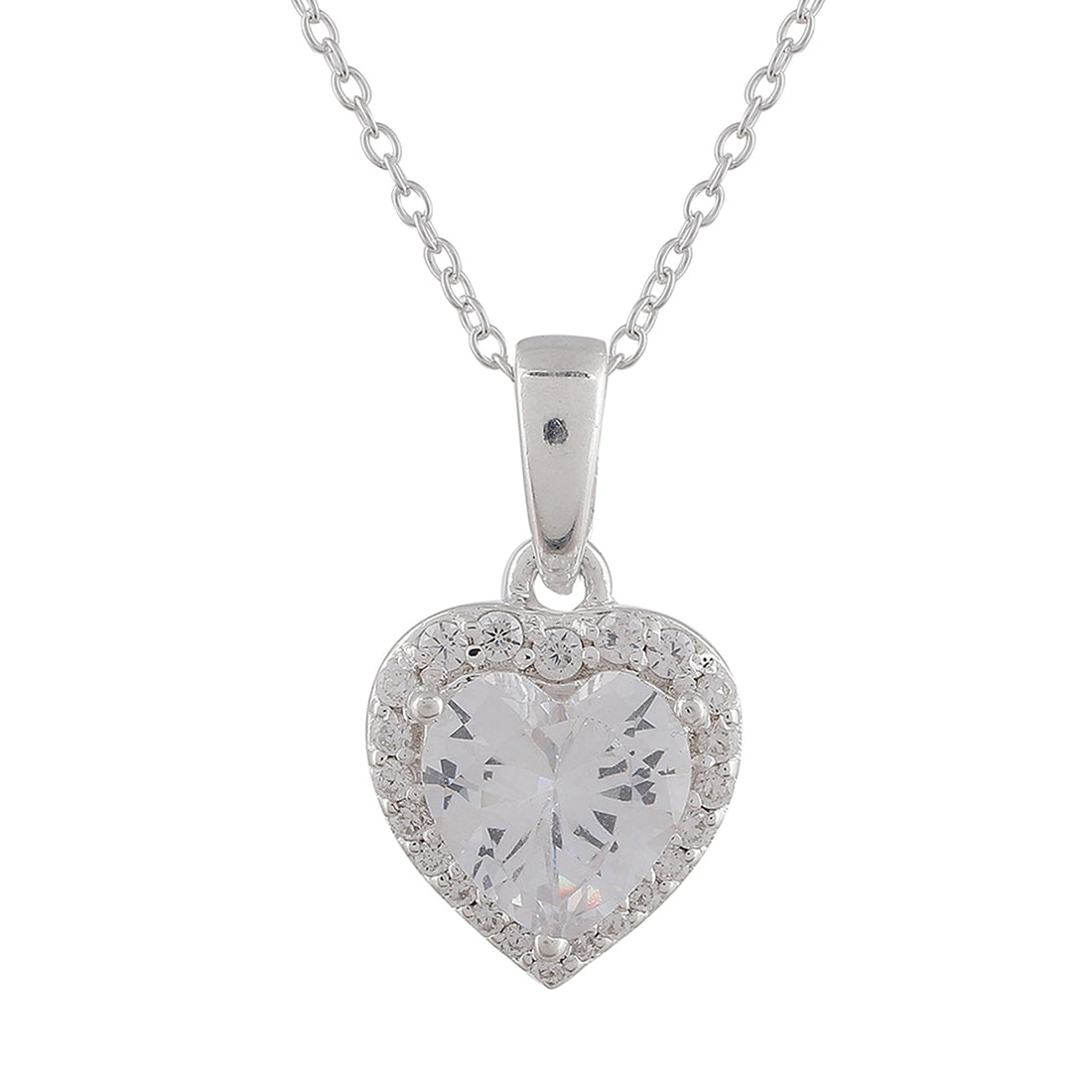 Heart-shape Diamond Pendant & Chain. Certified Diamond | 09-05912