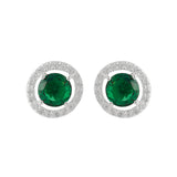 925 Sterling Silver Round Cut Green CZ Earrings Set