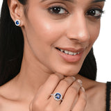 Blue Stone Studded 925 Sterling Silver Ring