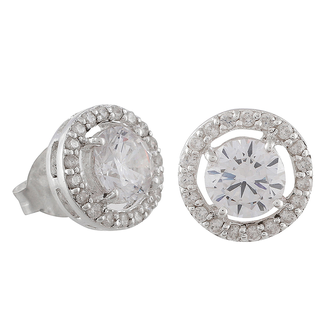Diamonique 100-Facet Round Stud Earrings, Platinum Clad - Page 1 Diamonique 100-Facet Round Stud Earrings, Platinum Clad - Page 1