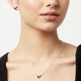 Blue Marquise CZ Pendant Set and Stud Earrings in 925 Sterling Silver