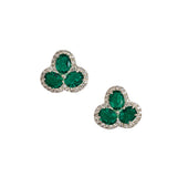 3 Petal Emerald Coloured CZ 925 Sterling Silver Pendant Set