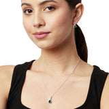 Eclectica Emerald Drop Earrings and Pendant 925 Sterling Silver Set