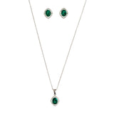 Emerald Floating Stone 925 Sterling Silver Pendant Set