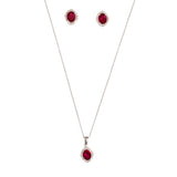 Ruby Floating Stone 925 Sterling Silver Pendant Set
