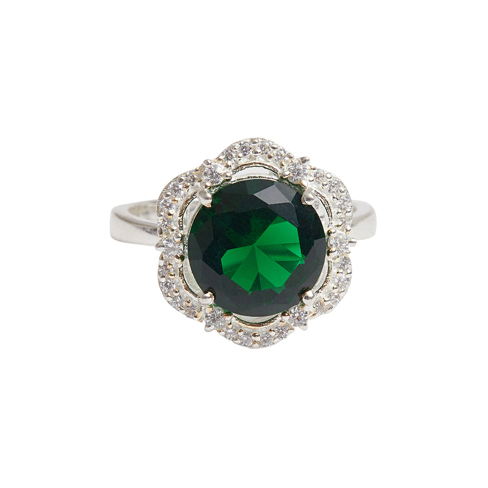Elevated Emerald CZ 925 Sterling Silver Adjustable Ring