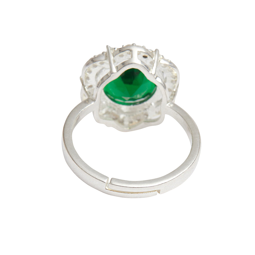 Elevated Emerald CZ 925 Sterling Silver Adjustable Ring