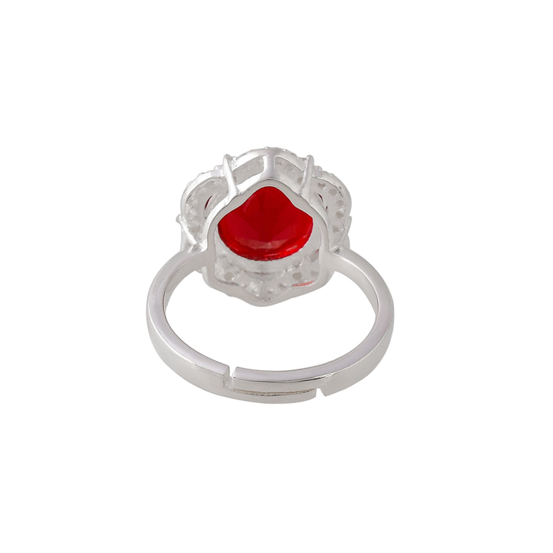 925 Sterling Silver Red Round Cut CZ Ring
