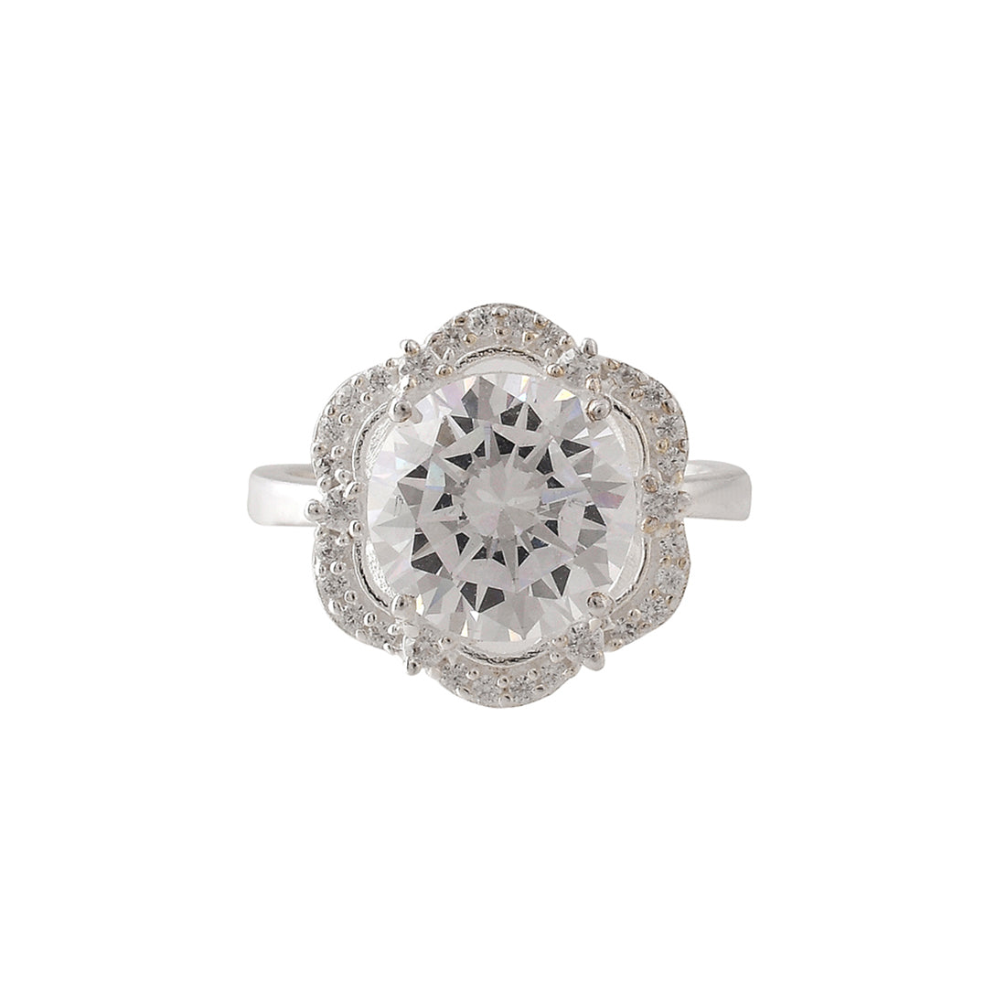 925 Sterling Silver White Round Cut CZ Ring