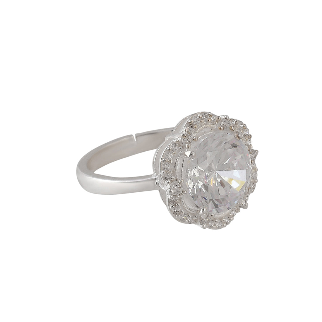 925 Sterling Silver White Round Cut CZ Ring