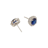 CZ Cluster Blue Hexagonal Pendant, Earring and Ring 925 Sterling Silver Set