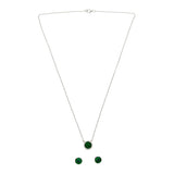 Green Stone Studded 925 Sterling Sterling Silver Pendant Set