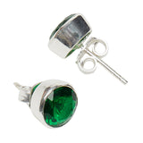 Green Stone Studded 925 Sterling Sterling Silver Pendant Set