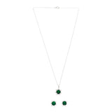 Stylish Silver Plated Pendant Set with Green Stone