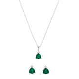 Sparkling Green Stone Cz Pendant Set With Chain