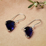 Pair Of Sterling Silver Earrings Adorn With Blue Color Stone